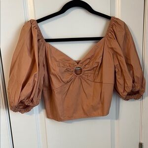 Abercrombie and Fitch Women's Puff Sleeve Top in nude pink